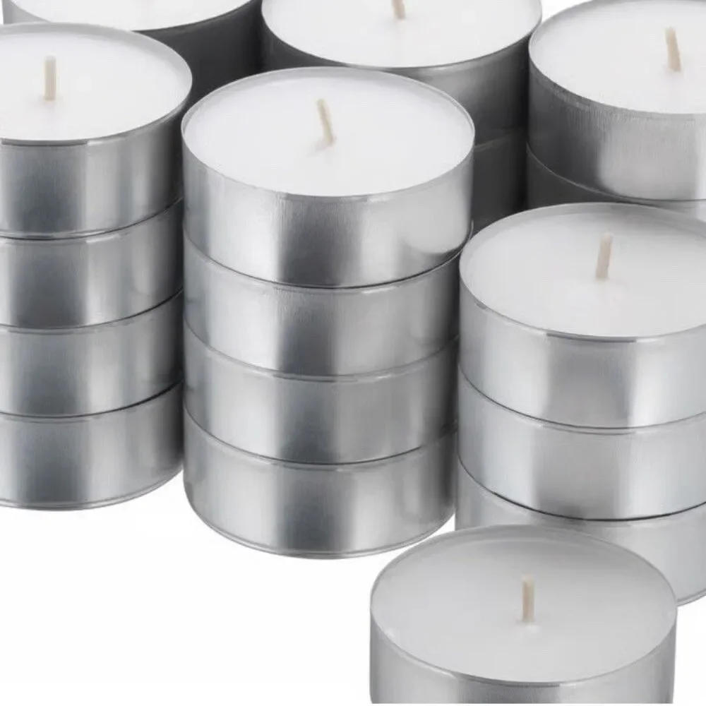 IKEA GLIMMA 24 Pack Tea Light Candles Large Unscented 9 Hour Burn White New